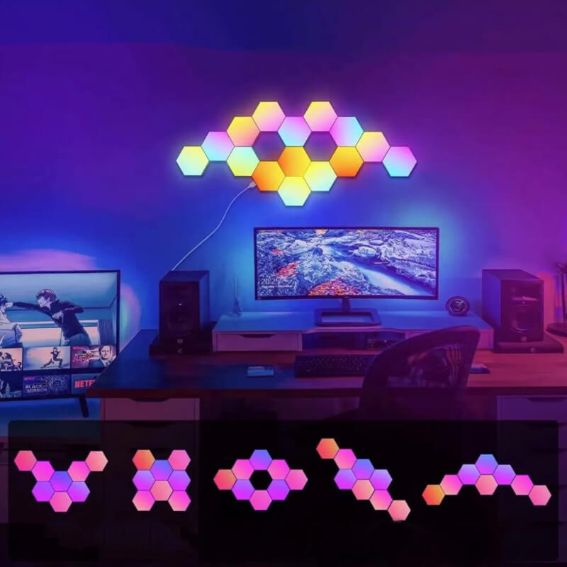 Smart Hexagon Connectable RGB LED Væglampe med App Control Užsisakykite Trendai.lt
