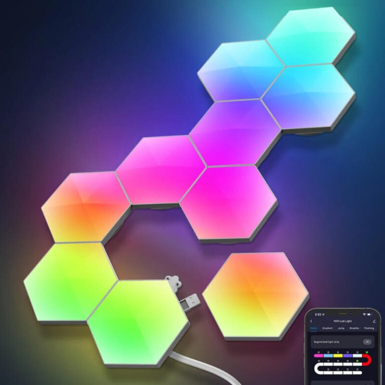 Smart Hexagon Connectable RGB LED Væglampe med App Control Užsisakykite Trendai.lt 9